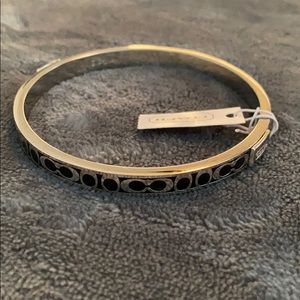 NWT! Coach black and silver bangle